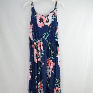 PatPat Brand, Size Small, Long Length, Navy Blue With Floral Print. Matching Bow